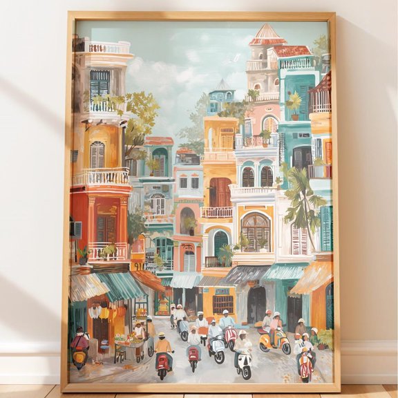 Hanoi Colonial Street Scene Travel Poster