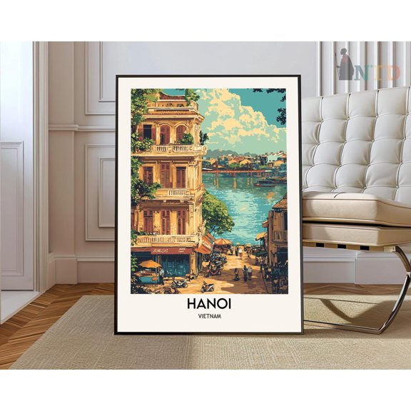Hanoi Old Quarter Poster, Stretched Canvas 8x10in