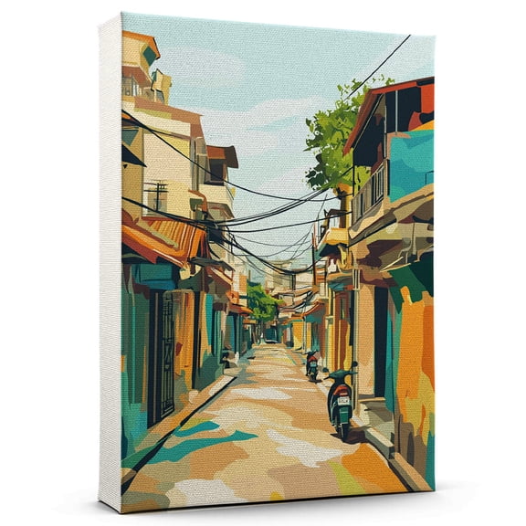Hanoi Travel Canvas, Vietnam Canvas Print vintage, Colorful Hanoi Decor City Road, Vietnam Pictures Wall Art - 102AZ570