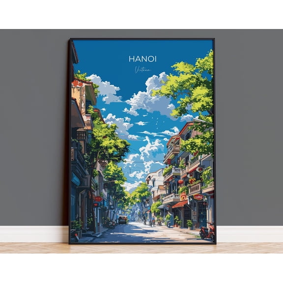 Hanoi Travel Poster, Travel Print of Hanoi, Vietnam, Asia, Hanoi Art Lovers Gift, Vietnam Gift, Wall Art Print, 24x36 UNFRAMED