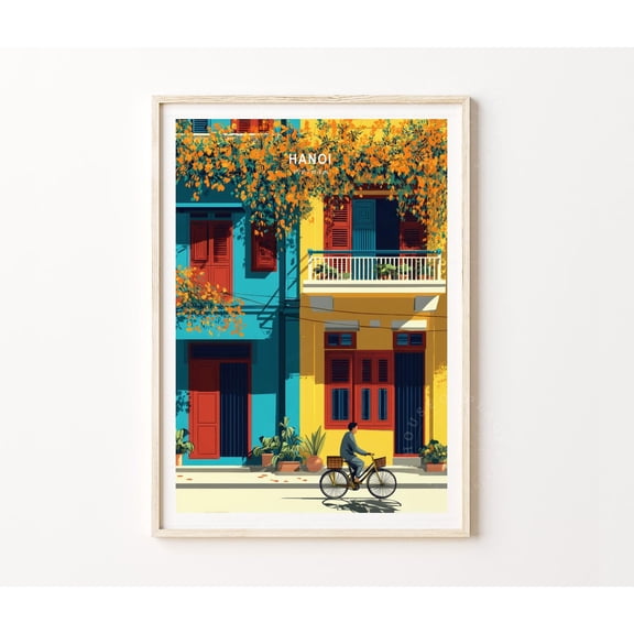 Hanoi Vietnam Old Quarter Historic Street City Wall Art Decor, Unframed Canvas 8x10in