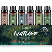 مجموعة هدايا زيت عطري Hanolly 6x10ML Nature Scents - زيوت موزع العلاج بالروائح العطرية من خشب الصندل والورد والخيزران والصنوبر الغابي والمزيد