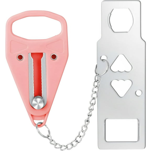 Hanonwoven Portable Door Lock for Extra Privacy and Security, Travel-Friendly Lock for Apartments, Hotels, and Dorms (Pink, 1 Pack)