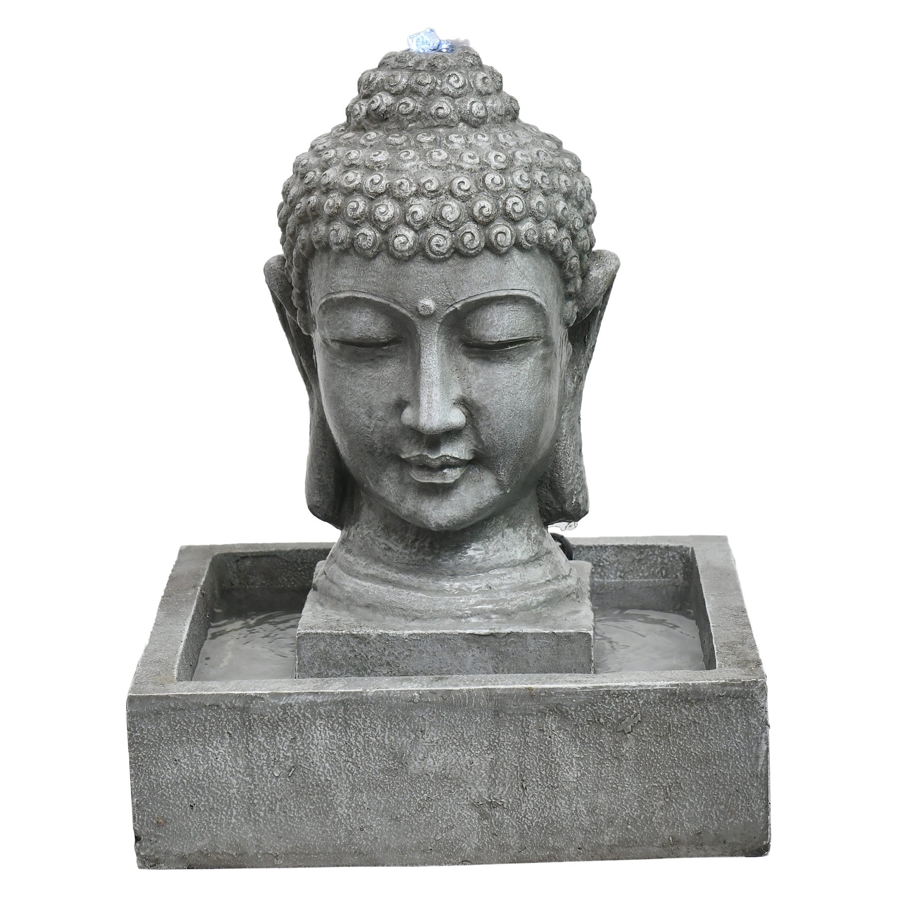 Hanover 20.5In. Buddha Head Indoor or Outdoor Garden Fountain with LED