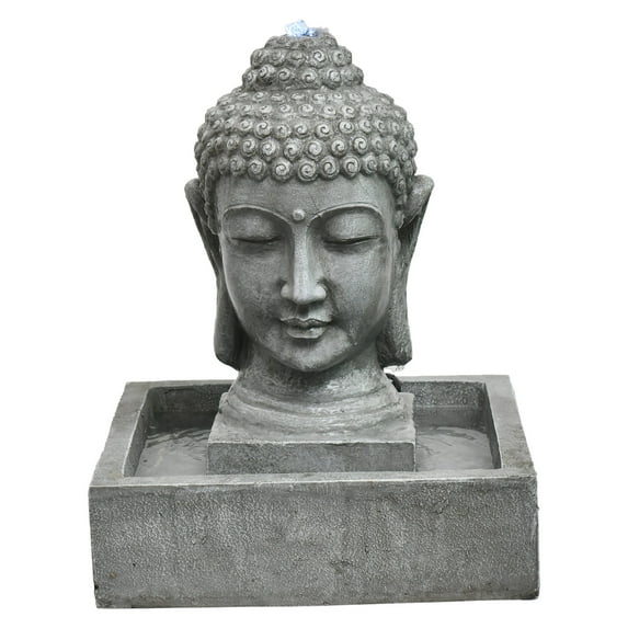Hanover 20.5-In. Buddha Head Indoor or Outdoor Garden Fountain with LED Lights for Patio, Deck, Porch, HAN018BUDDHA-02