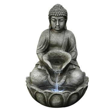 Teamson Home Indoor/Outdoor Tabletop Waterfall Fountain with LED Light ...