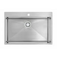 thumbnail image 1 of Hanover 25" Stainless Steel Drop-In Single Bowl Sink | Handmade Pure Nano Brushed Surface | Rubber Pad and Wire Rack Included | 18 Gauge Steel | Top-Mount, 1 of 8