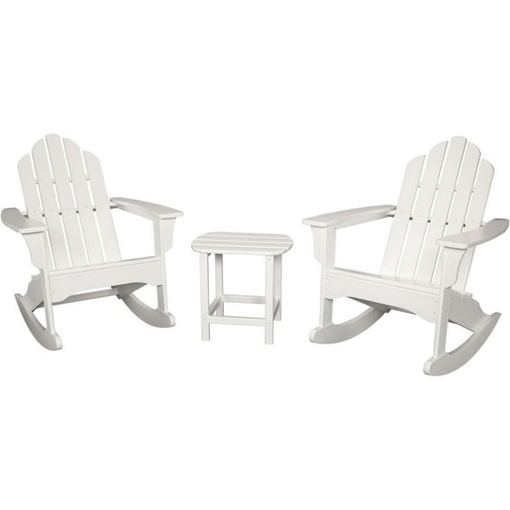 Hanover 3-Piece All-Weather Rocking Adirondack Patio Set - White