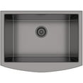 thumbnail image 1 of Hanover 30" Black Stainless Steel Flush Mount Single Bowl Sink with Rounded Apron | Handmade Pure Nano Brushed Surface | Rubber Pad and Wire Rack Included | 16 Gauge Steel | Flush-Mount, 1 of 13