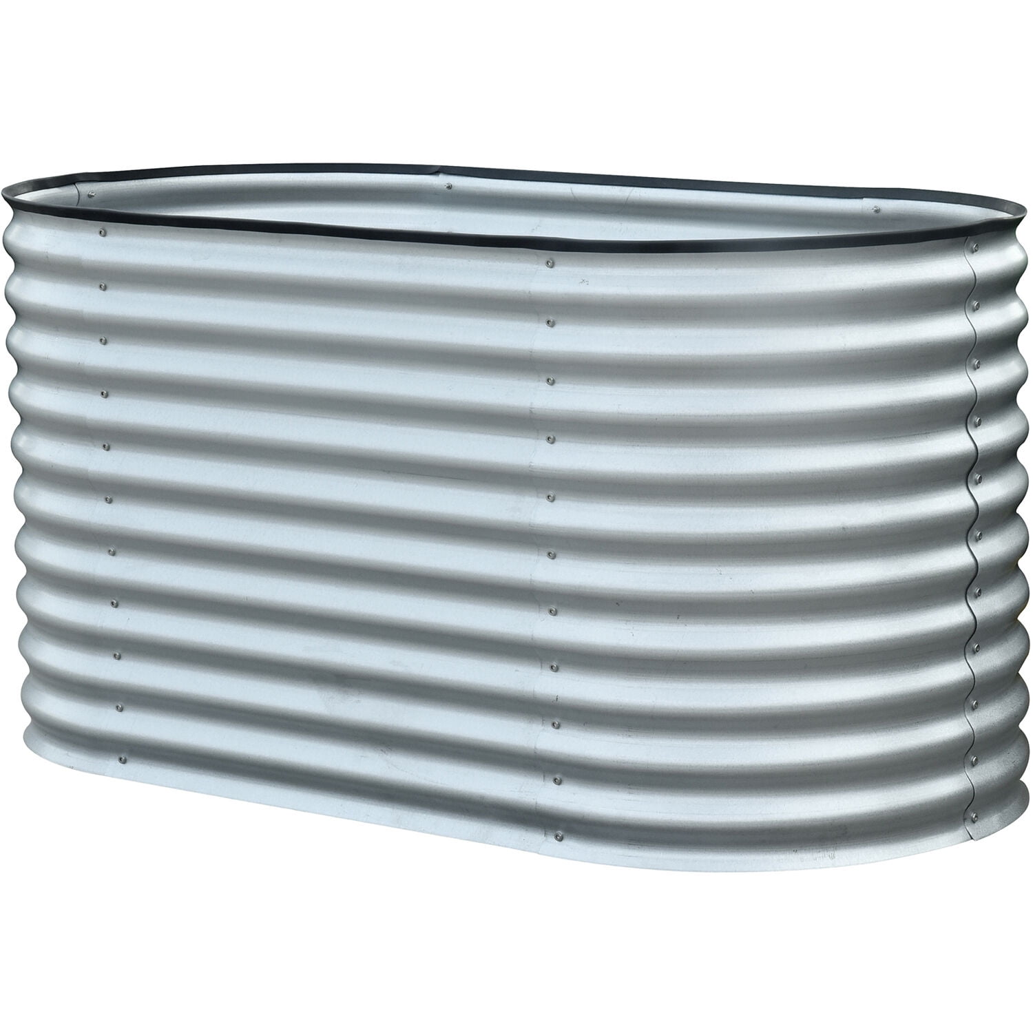 Hanover 63" Silver Galvanized Steel Oval Raised Garden Bed
