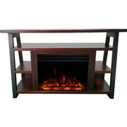 Hanover 32-In. Industrial Chic Electric Fireplace Heater with Deep Crystal Display and 10 LED Color Effects, Mahogany