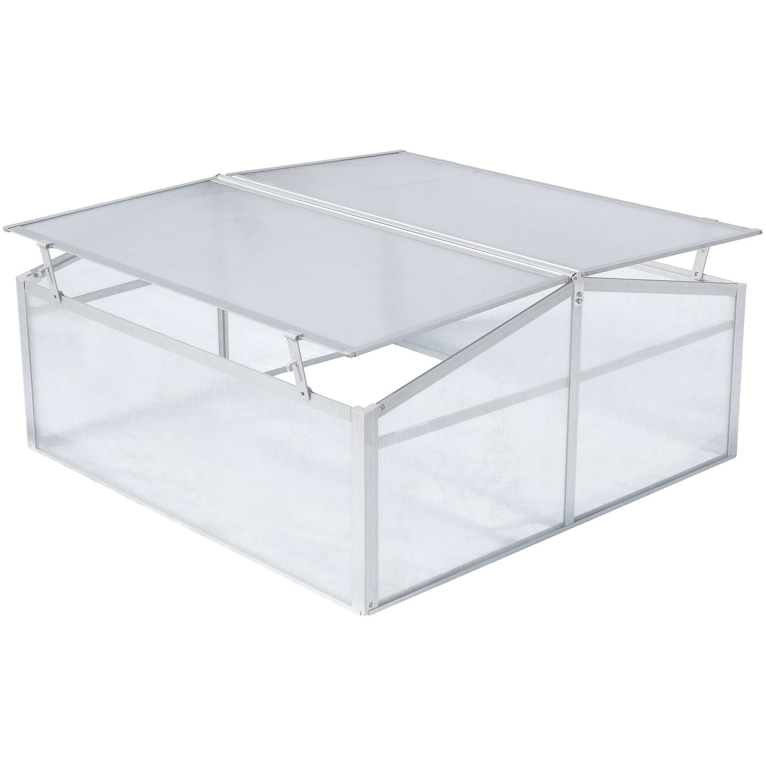 Hanover 39-Inch Double Garden Bed Cold Frame Mini Greenhouse with Adjustable Roof Ventilation