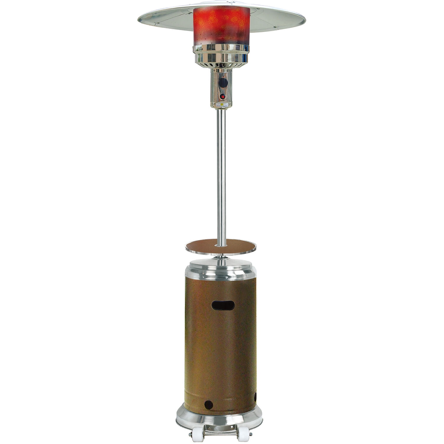 Bronze and Stainless Steel 7-Foot Propane Patio Heater with Wheels