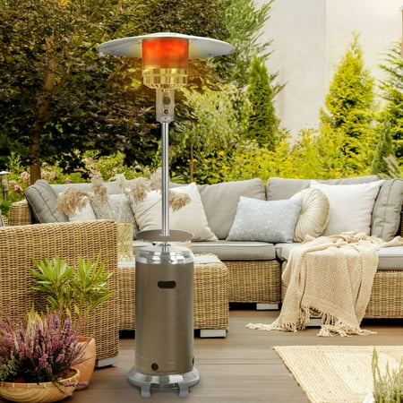 Hanover 7-Ft. 48,000 BTU Steel Umbrella Propane Patio Heater in Bronze/Stainless Steel