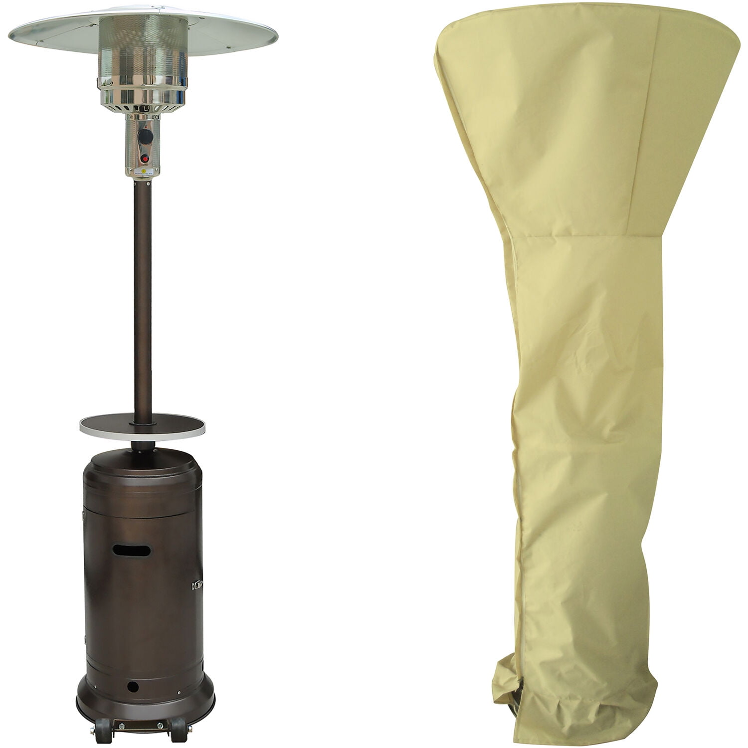 Hanover 7-ft. 48,000 BTU Steel Umbrella Propane Patio Heater in Hammered Bronze with Weather-Protective Cover