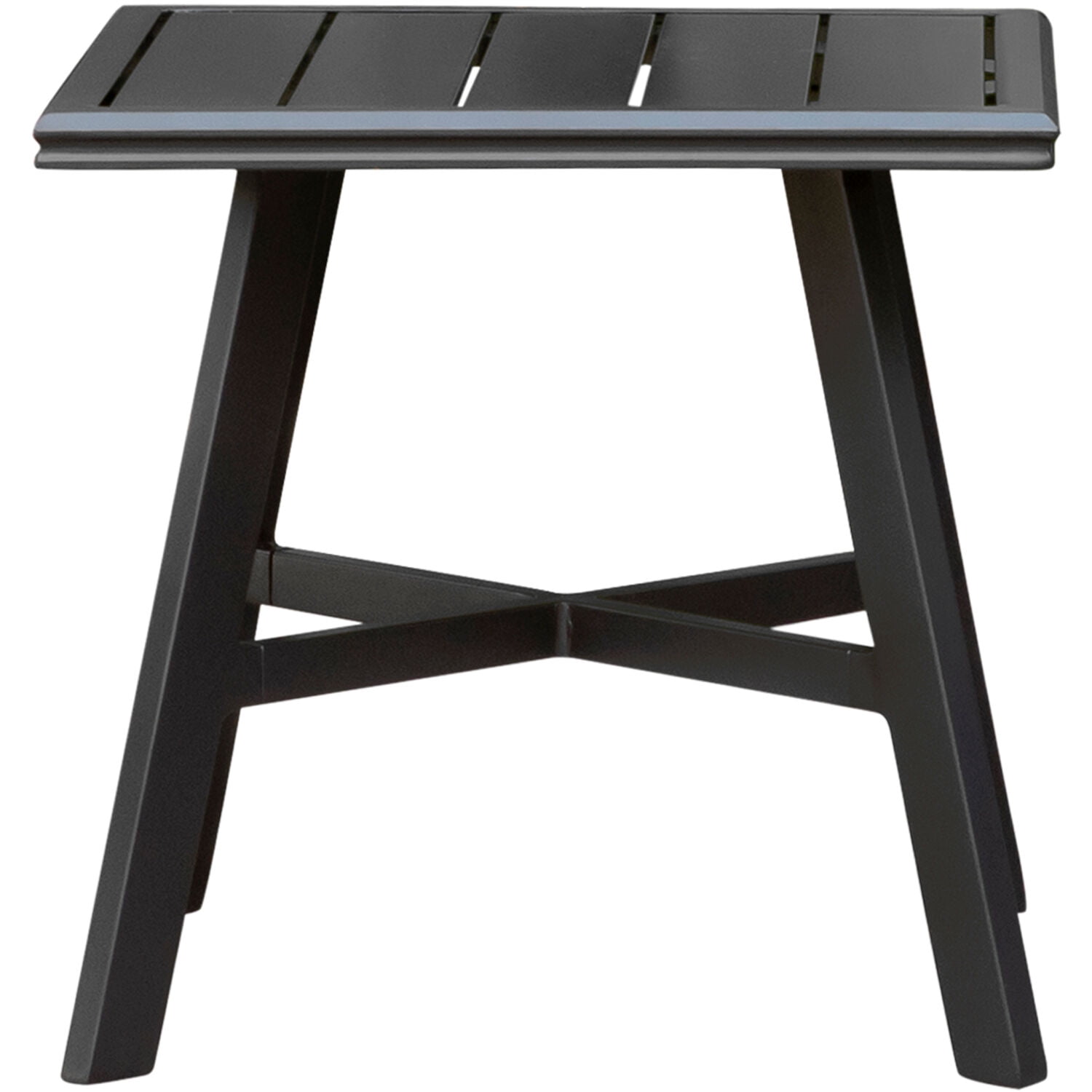 Hanover Gunmetal Aluminum 22" Square Slat-Top Outdoor Side Table