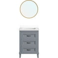 thumbnail image 1 of Hanover Ambridge 24'' Vanity Cabinet with Sink Combo for Bathroom, Powder Room | Pre-Assembled Cabinet | Accent Mirror | Artificial Stone Countertop, Gray Cabinet | HANVN0104-24-0GR, 1 of 12