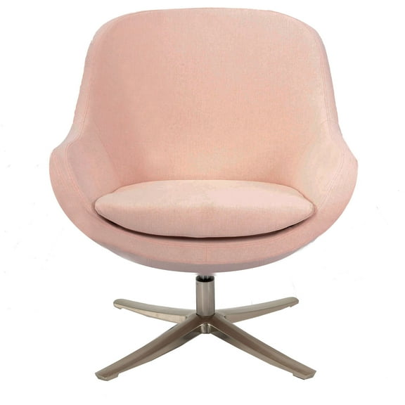 Hanover Brighton Swivel Barrel Chair in Pink with Chrome Base