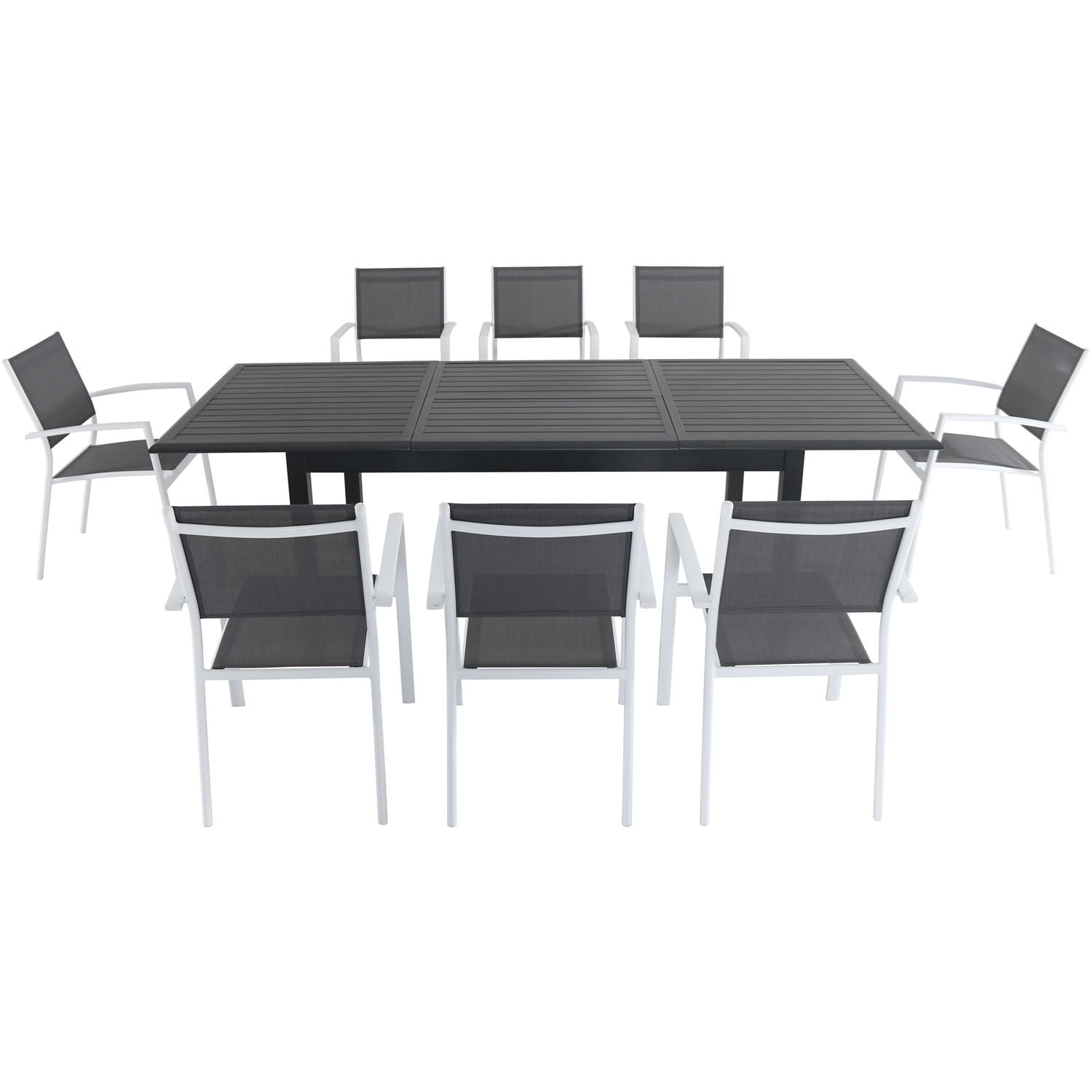 Cameron 9-Piece White and Gray Aluminum Outdoor Dining Set