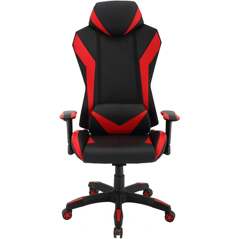 Hanover Commando Ergonomic Gaming Chair with Adjustable GAS Lift Seating, Lumbar and Neck Support - Black and Red