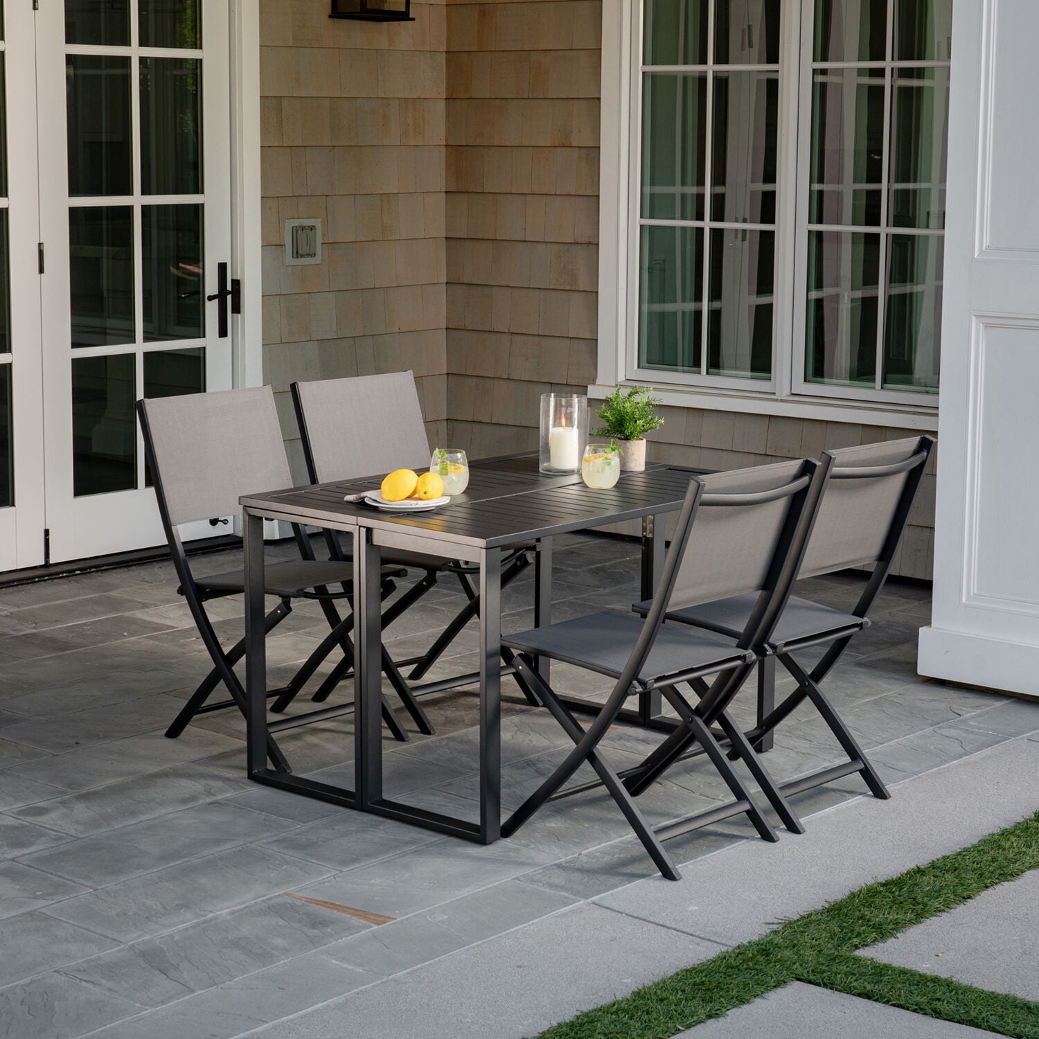 Hanover Conrad 5-Piece Compact Outdoor Dining Set | 4 Hanover Conrad 5-Piece Compact Outdoor Dining Set | 4