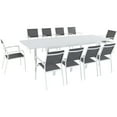 thumbnail image 1 of Hanover Del Mar 11-Piece Outdoor Dining Set w/ 10 Sling Chairs in Gray/White and 40" x 118" Expandable Dining Table, 1 of 16