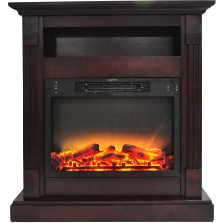 Hanover Drexel 34 In. Electric Fireplace w/ Enhanced Log Display and Mahogany Mantel