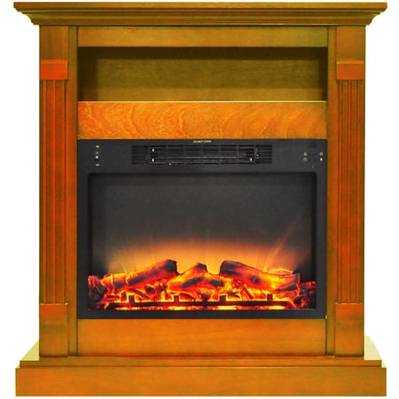 Hanover Drexel 34 In. Electric Fireplace w/ Enhanced Log Display and Teak Mantel