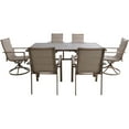 thumbnail image 1 of Hanover Fairhope 7-Piece Outdoor Dining Set with 4 Sling Chairs, 2 Sling Swivel Rockers and a 74-In. x 40-In. Trestle Table, Tan, 1 of 15
