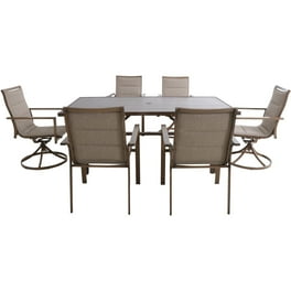 Cambridge Nova 7 Piece Outdoor Dining Set with 6 Sling Chairs in Gray White and a 40 x 118 Expandable Dining Table Walmart