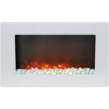 Hanover Fireside 30 In. Wall-Mount Electric Fireplace in White with Crystal Rock Display
