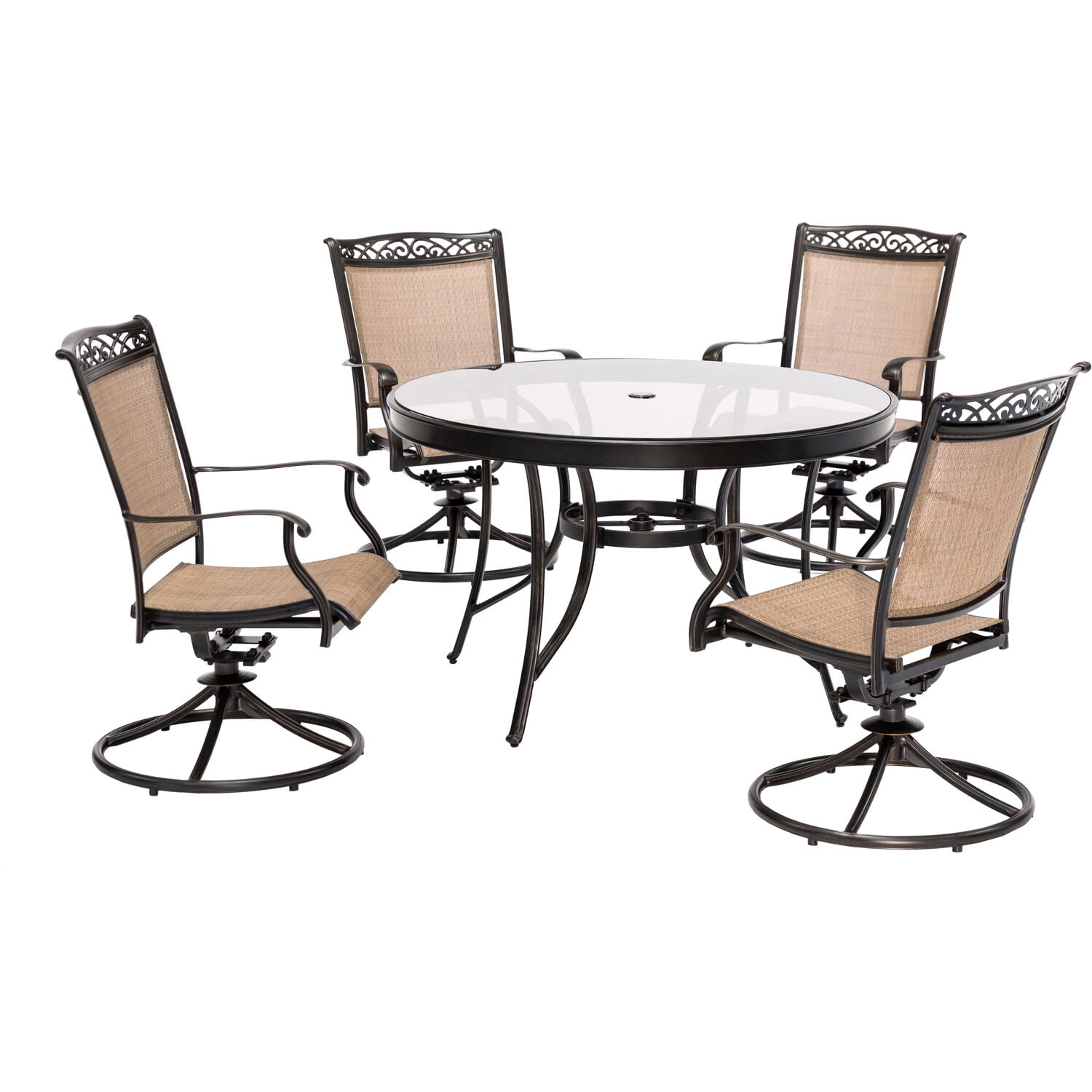 Fontana 5-Piece Tan and Glass Outdoor Dining Set