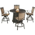 thumbnail image 1 of Hanover Fontana 5-Piece High-Dining Set in Tan with 4 Counter-Height Swivel Chairs and a 40,000 BTU Cast-top Fire Pit Table, 1 of 10