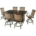 thumbnail image 1 of Hanover Fontana 7-Piece Outdoor High-Dining Set with 6 Swivel Chairs and a Fire Pit Dining Table, 1 of 10