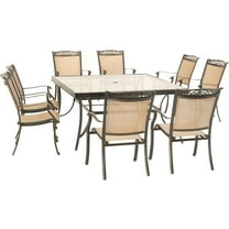 Hanover Fontana 9-Piece Rust-Free Aluminum Outdoor Patio Dining Set with 8 Dining Chairs and Tempered Glass Square Dining Table, FNTDN9PCSQG