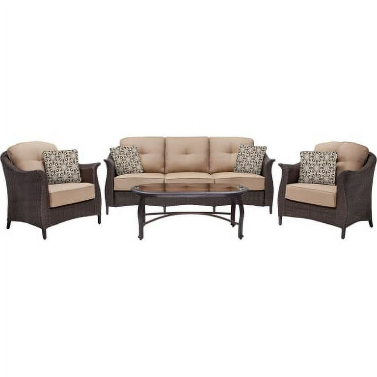 Hanover Gramercy 4-Piece Outdoor Wicker Conversation Set - Walmart.com
