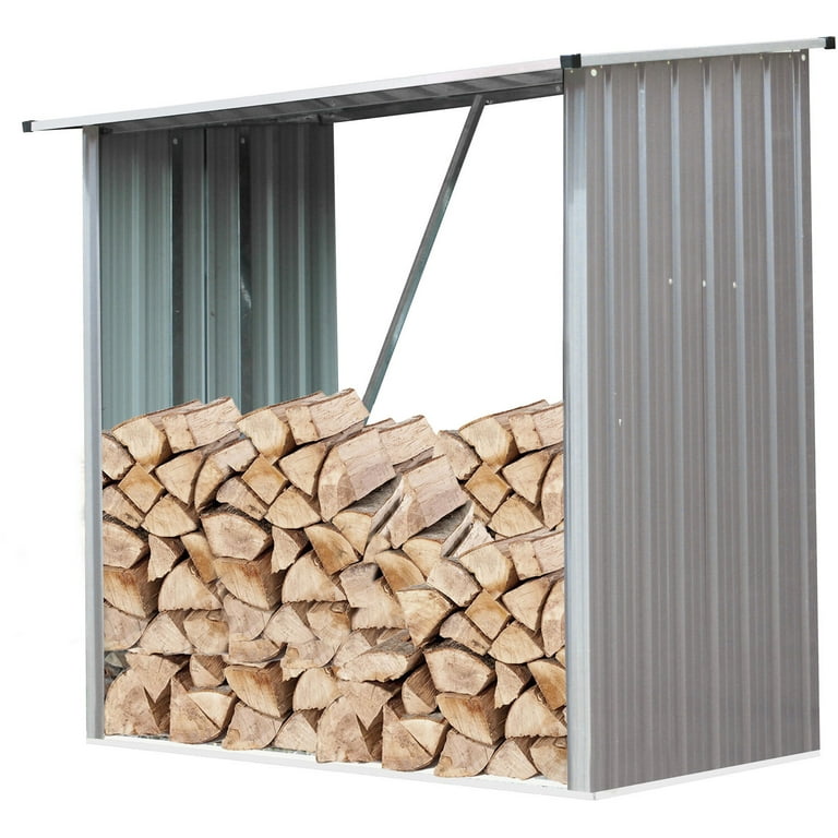 Hanover Indoor/Outdoor Galvanized Steel Woodshed Storage Rack Holds up to 55 Cu. Ft. of Stacked Firewood, Beige Hanover Indoor/Outdoor Galvanized Steel Woodshed Storage Rack Holds up to 55 Cu. Ft. of Stacked Firewood, Beige