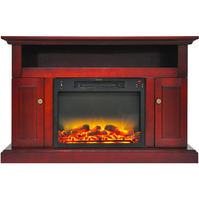 Hanover Kingsford Electric Fireplace with an Enhanced Log Display and 47 In. Entertainment Stand in Cherry