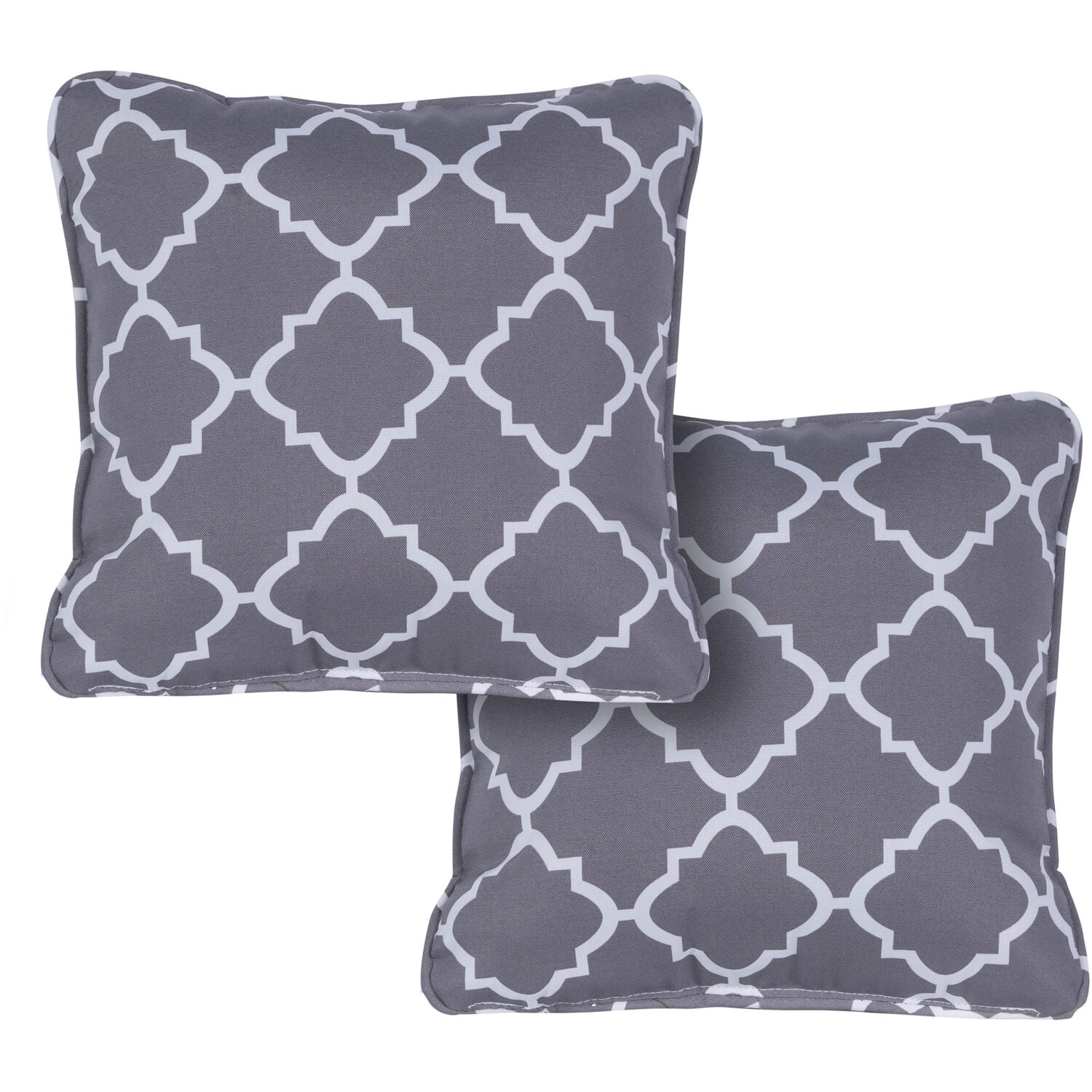 Gray Geometric Pattern Square Indoor/Outdoor Throw Pillow Set