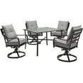 thumbnail image 1 of Hanover Lavallette 5-Piece Dining Set in Silver Linings with 4 Swivel Rockers and a 42-In. Square Glass-Top Table, LAVDN5PCSW-SLV, 1 of 12