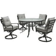 thumbnail image 1 of Hanover Lavallette 5-Piece Outdoor Dining Set, 4 Rocker Chairs, 52'' Round Table, Silver Linings, 1 of 12