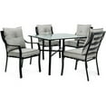 thumbnail image 1 of Hanover Lavallette 5-Piece Outdoor Dining Set with 42 in. Square Tempered Glass-Top Patio Table and 4 Cushioned Chairs in Silver| Durable, Heavy-Duty Steel Frames | LAVDN5PC-BLU, 1 of 11