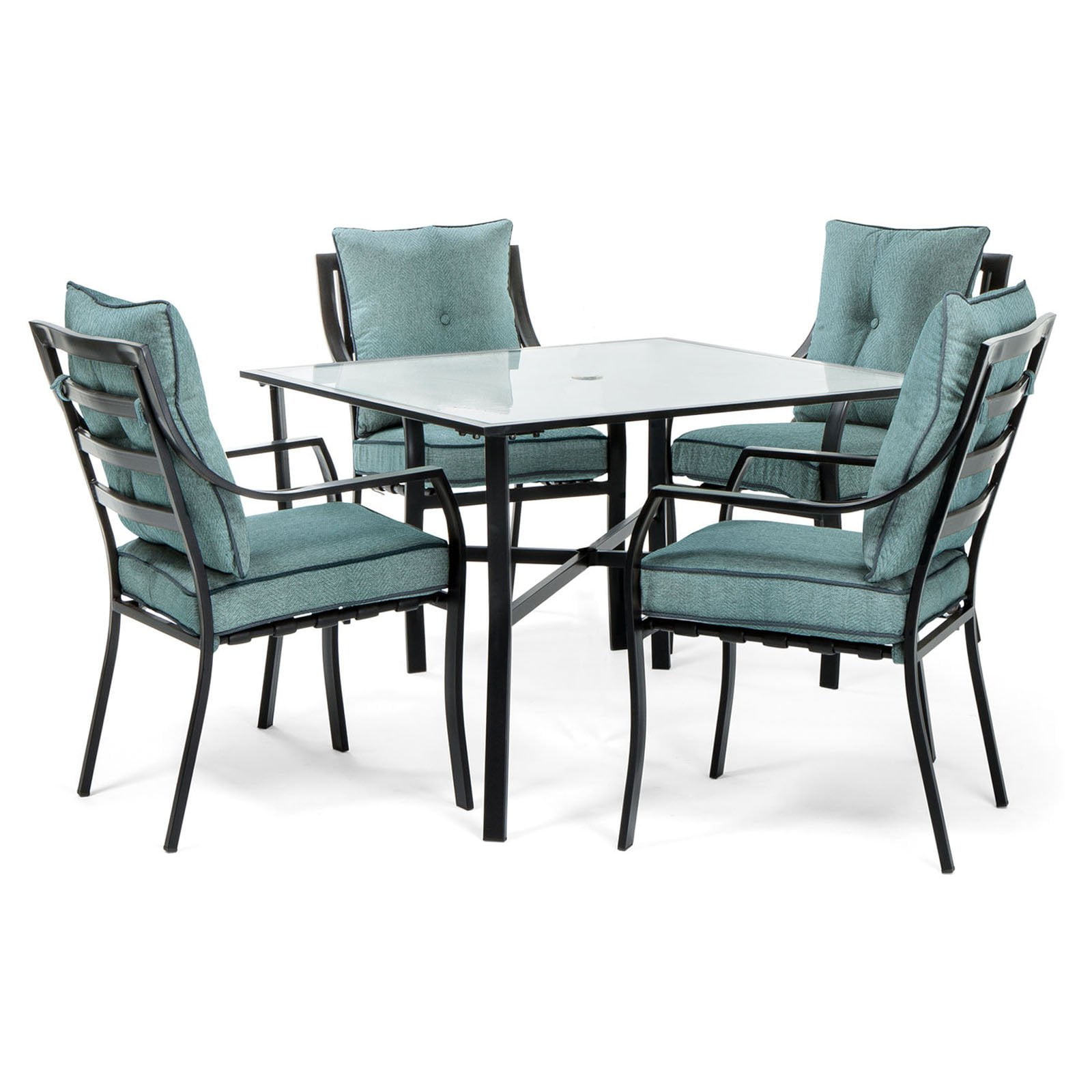 Lavallette Ocean Blue Cushioned Steel 5-Piece Dining Set