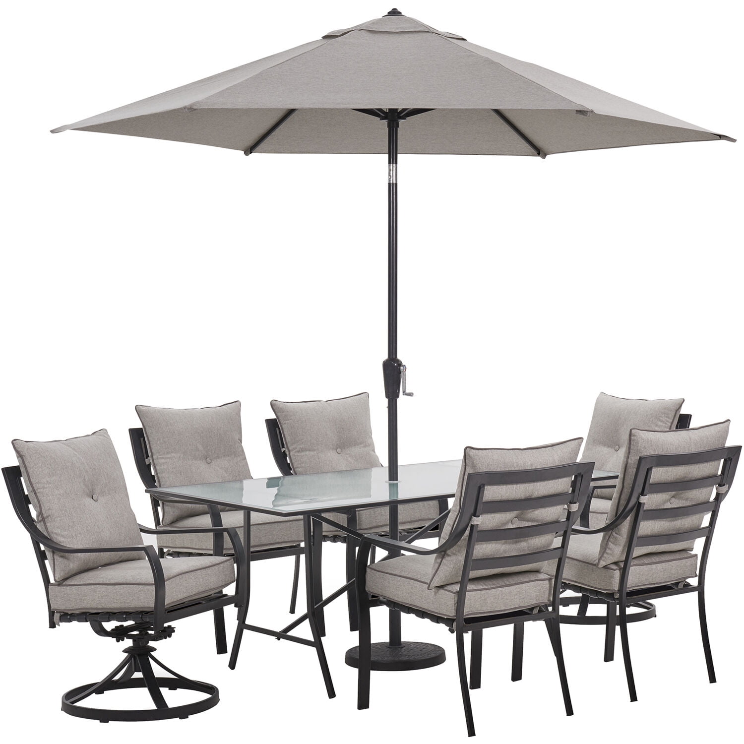 Hanover Lavallette 7Piece Modern Outdoor Dining Set with Umbrella 6
