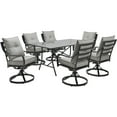 thumbnail image 1 of Hanover Lavallette 7-Piece Outdoor Dining Set, Silver Steel with 66" x 38" Glass-Top Table, 1 of 12