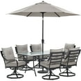 thumbnail image 1 of Hanover Lavallette 7-Piece Steel Outdoor Dining Set with Umbrella and Glass-Top Table, Seats 6, 1 of 15