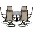 thumbnail image 1 of Hanover Manor 7-Piece Outdoor Dining Set in Cedar with 6 Contoured Swivel Rockers and 60" Round Cast-Top Table, 1 of 18