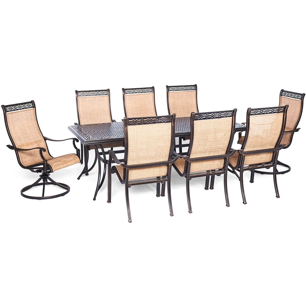 Hanover Manor 9Piece Outdoor Patio Dining Set with 6 PVC Sling Dining