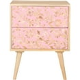 thumbnail image 1 of Hanover Marin Mango Wood Side Table w/ Floral Resin Inlay | Handcrafted Indoor Furniture for Bedside, Living Room, Entryway | Pink / Natural | Storage Drawers | 18"W x 14"D x 23"H, 1 of 14