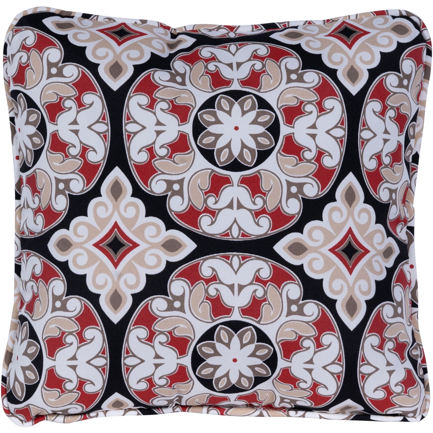 Plush Square Black Fabric Indoor/Outdoor Throw Pillow Set